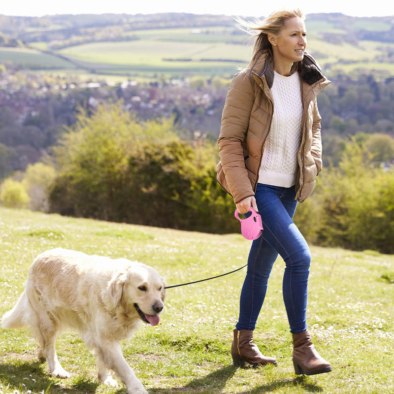 Retractable Dog Leash, 16ft Dog Walking Leash for Small Dogs up to 77lbs, Non-Slip Handle - Pink - PawsPlanet Australia