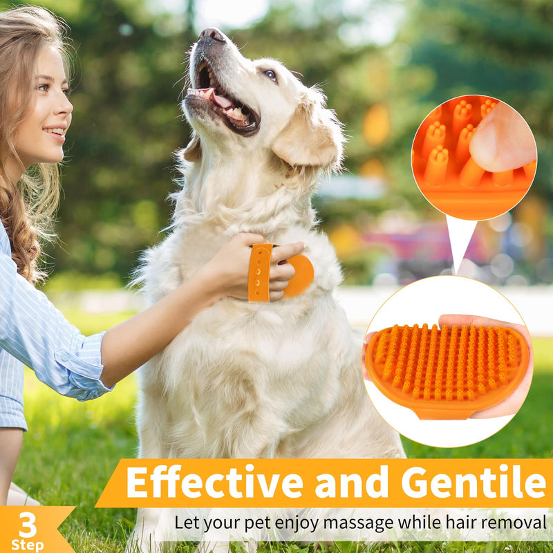 Comotech 6PCS Dog Bath Brush & Dog Toothbrush | Adjustable Handle Shampoo Brush & Scrubber for Short & Long Haired Dogs & Cats | Effectively Solve Odor & Stain Removal Problems (Orange Yellow Yellow) Orange Yellow Yellow - PawsPlanet Australia