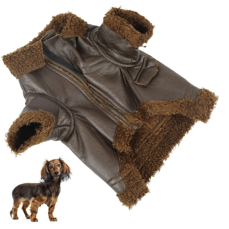 Dog Leather Jacket, Dog Winter Leather Coat Warm for Small Medium Large Dogs for Cats for Winter for Outdoor (M)