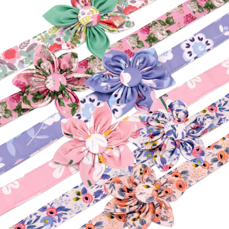Beirui Cute Girl Dog Collar and Leash Set for Female Dogs- Floral Dog Collar with Flower for Small Medium Large Dogs Puppy, XS:Neck 8-12", Leash 5FT, Orange-1 XS:Neck for 8.0-13.0", leash 5FT - PawsPlanet Australia