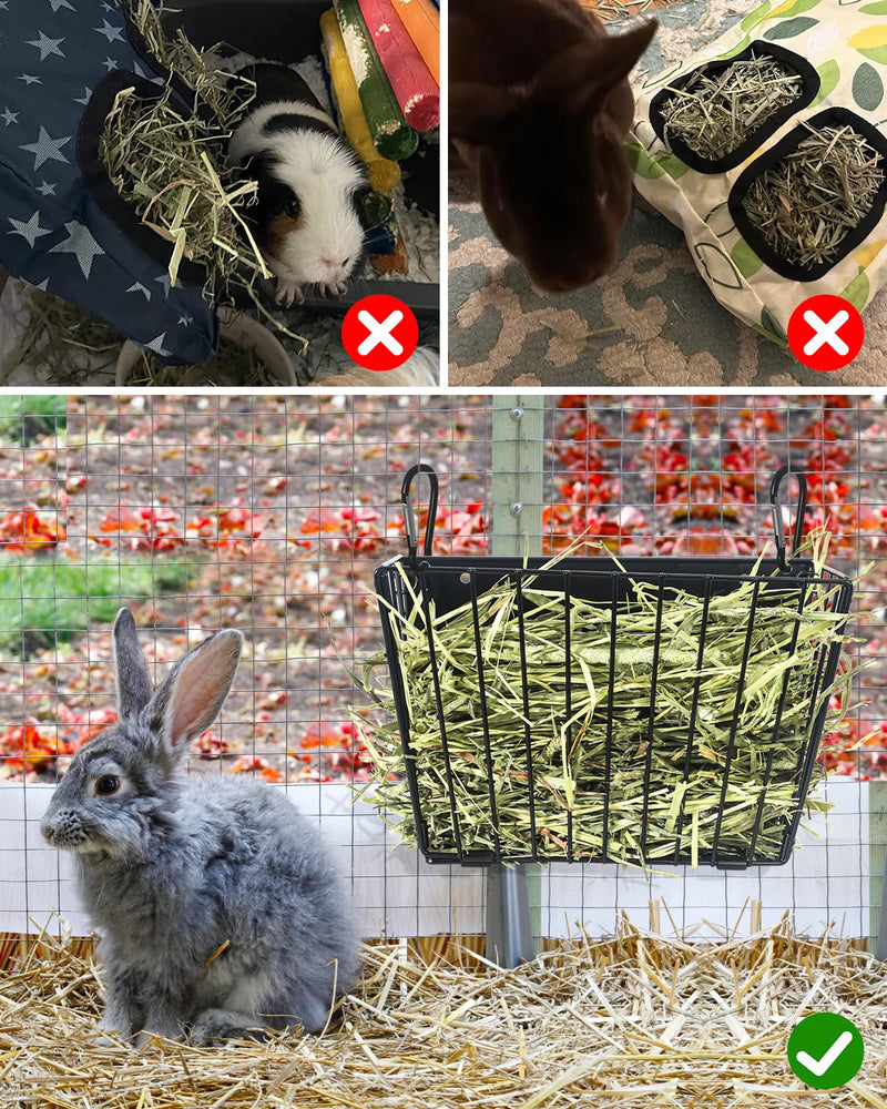 Rabbit Hay Feeder - Guinea Pig Hay Feeder - X-Large Metal Frame Bunny Hay Feeder, 9.7x4.7x6.6 inch Guinea Pig Hay Holder for Bunny, Guinea Pigs, Chinchillas, Small Animals (1 Pack) 1-Pack Black - PawsPlanet Australia