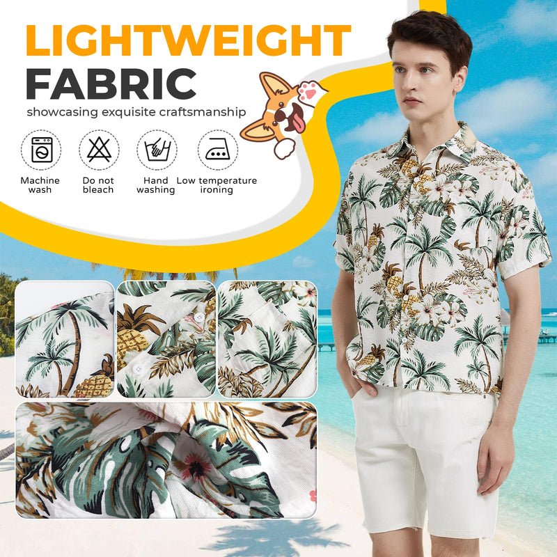 Dog Shirt Hawaiian Dog and Cat Summer T-Shirts Dog Style Floral Breathable Cool Clothes Hawaiian Shirts for Dogs and Cats Owner and Pet Shirts are Sold Separately 2XL-(54.33"Bust)-for Human White Only for Human - PawsPlanet Australia
