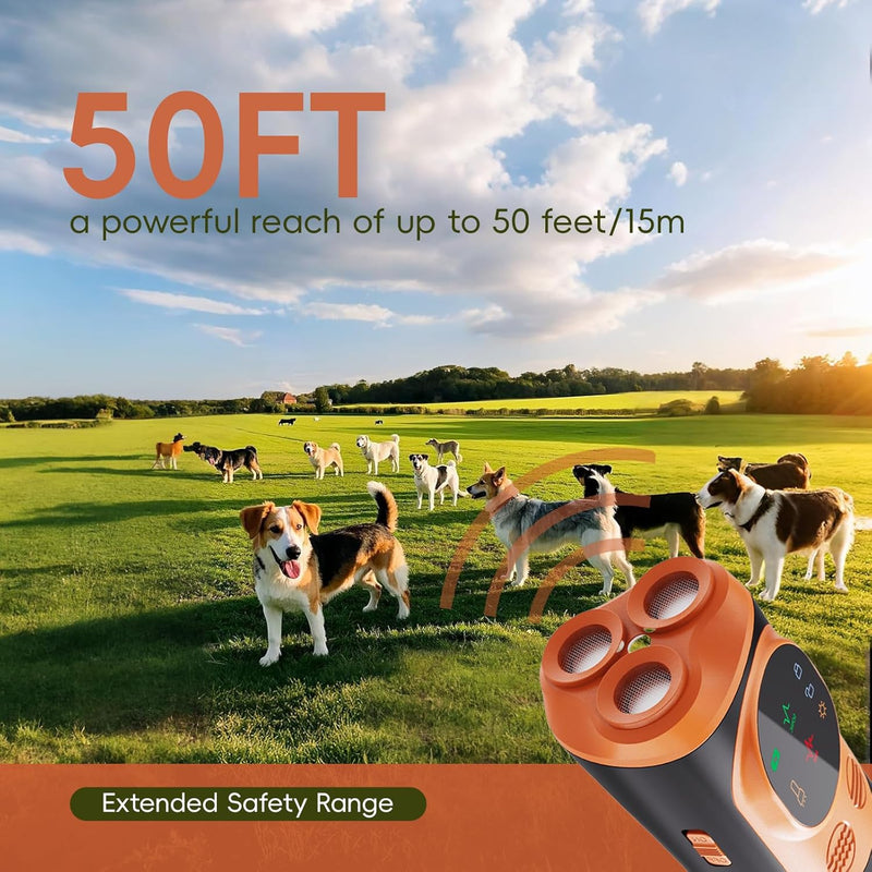 Dog Sonic Bark Deterrents Devices for Own or Neighbor's Dog, 3X Ultrasonic Anti Barking Device for Dogs Bark Deterrent Safe & Effective Stop Dog Barking Device with LED Flashlight Dogs Training Tools Orange - PawsPlanet Australia