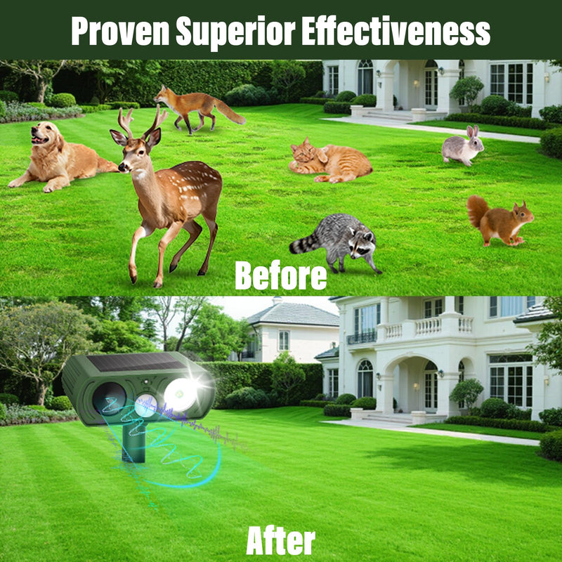 Solar Ultrasonic Animal Repellent, Deer Repellent Devices Waterproof, Cat Repellent Outdoor with Motion Detection Squirrel Skunk Rabbit Dog Raccoon Deterrents Animal Repeller for Yard, 1 Pack, Green - PawsPlanet Australia