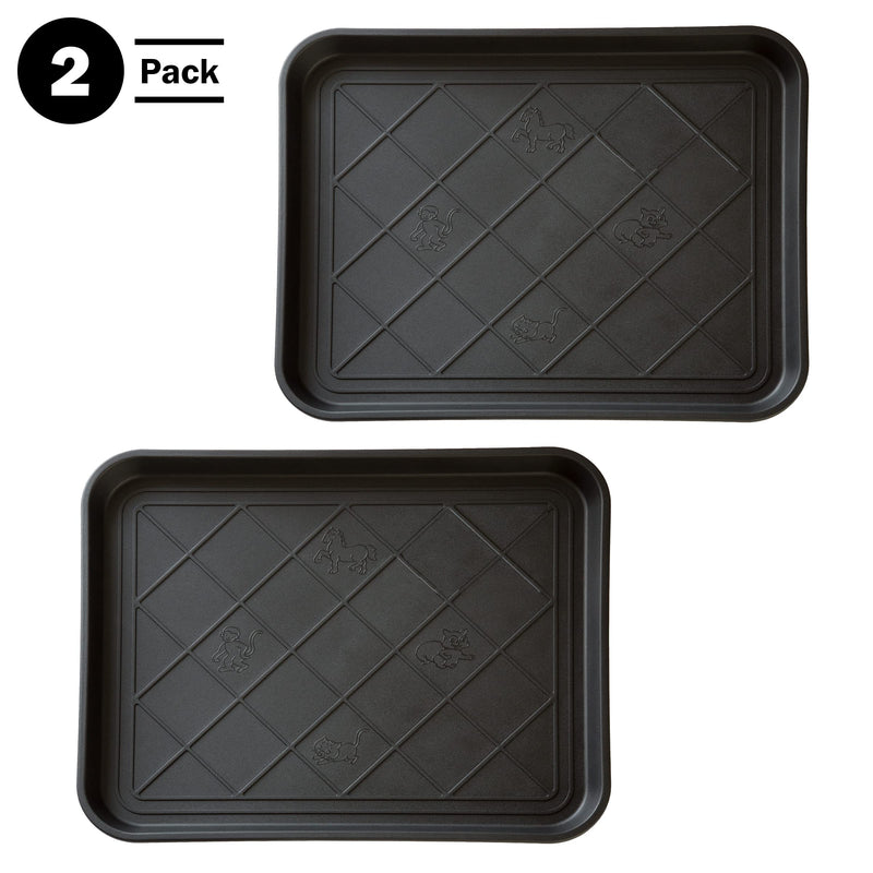 All-Weather Boot Tray - Water-Resistant Plastic Mud Pan, Pet Food Tray, and Outdoor or Indoor Shoe Mat for Entryway by Stalwart (Black) 1 - PawsPlanet Australia
