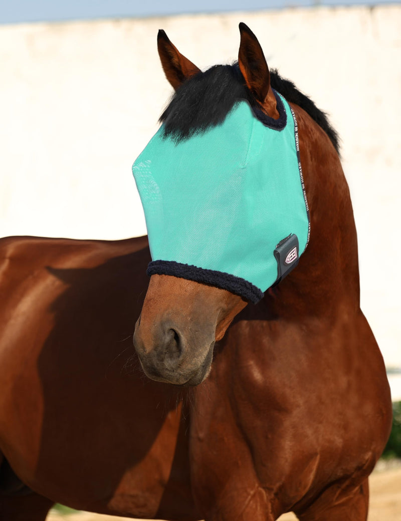 Harrison Howard All Round Mesh Horse Fly Mask UV Protective with Fleece Padded Edging Mint L Full (Large) - PawsPlanet Australia