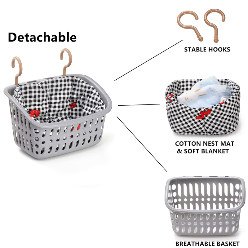 DEAYOU 2 Pack Rat Hammock for Cage, Chew Proof Small Animal Hanging Basket Bed with Hooks, Chinchilla Hideout Ferret Cage Accessories for Guinea Pig, Hamster, Sugar Glider, Hedgehog - PawsPlanet Australia