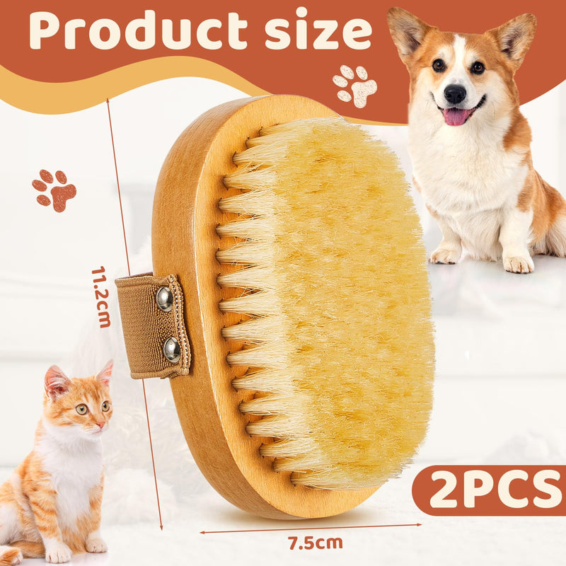 Suclain 2 Pcs Soft Dog Brush Boar Bristle Pet Brush for Short Haired Dogs and Cats with Band, Reduce Shedding, Dog Brush Reduces Stress and Easy to Hold on Your Wrist, Ideal Grooming Supplies - PawsPlanet Australia