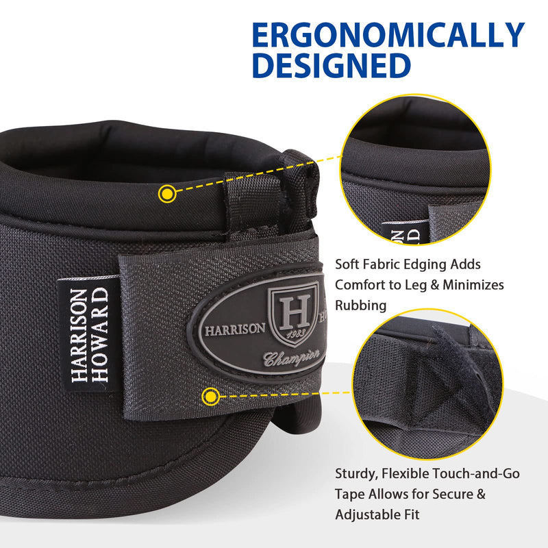 Harrison Howard Horse Bell Boots Overreach Bell Boots No-Turn Bell Boots for Horse-Durable Protective Hoof Boot Full (Large) Black - PawsPlanet Australia