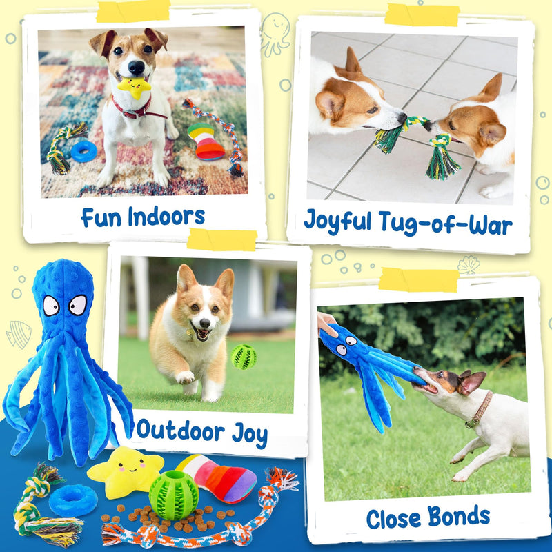 KIPRITII 9-Pack Interactive Puppy Dog Toys for Small Dogs No-Stuffing Squeaky Octopus-Shaped Toy, Cute Plush & Engaging Chew Toys for Puppy Teething to Keep Them Busy - PawsPlanet Australia