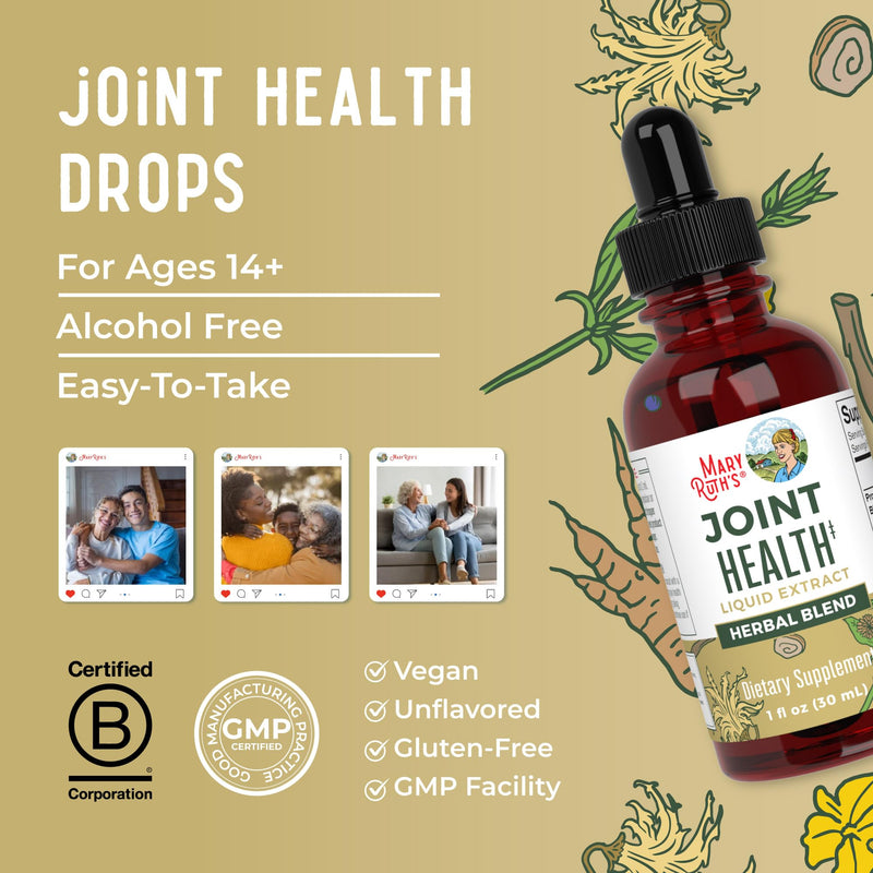 MaryRuth Organics Joint Health Liquid Extract | Four Herbal Blend Liquid Drops | Ginger Root | Licorice Root | Cats Claw | Devils Claw | Vegan | Non GMO | Alcohol Free Tincture | 30 Servings - PawsPlanet Australia