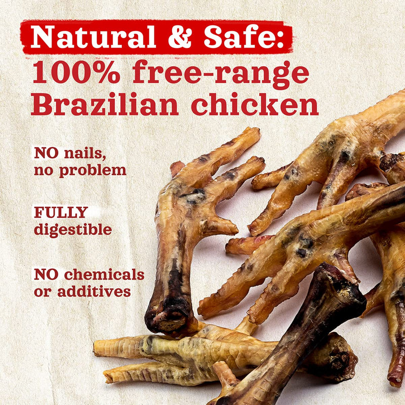 Natural Farm Nail-Free Chicken Feet Dog Treats (40 Pack), 100% Free-Range Air Dried Chicken Feet, No Nails, Fully Digestible, High Protein, Low Calorie, Joint Support, Single Ingredient 40 Count (Pack of 1)