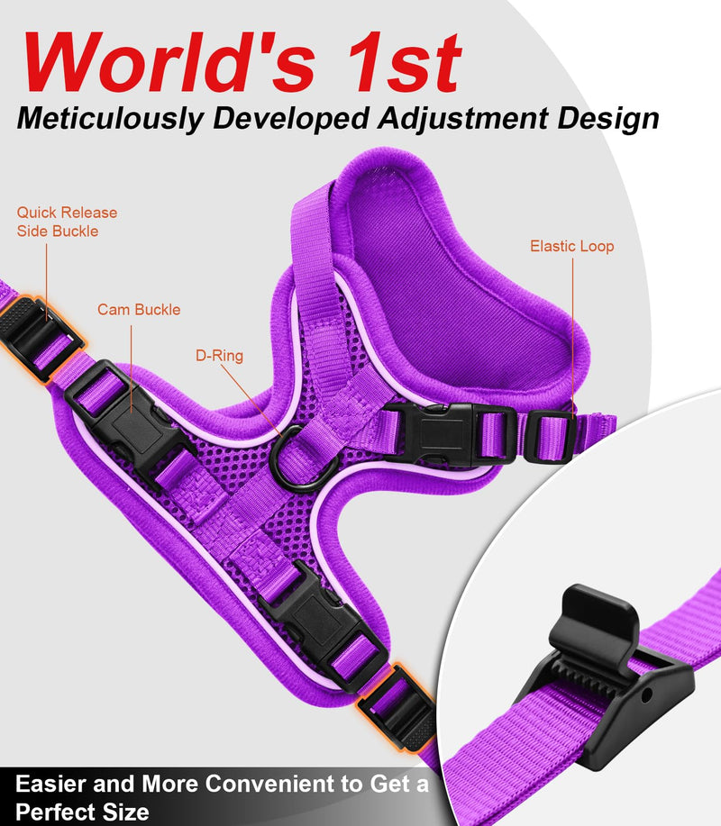 Cat Harness and Leash for Walking Escape Proof Soft Adjustable Cat Leash Breathable Comfortable Vest Easy to Wear Kitten Harness for Outdoor Travel (Purple, XS (4-6lb)) Purple XS (4-6lb)