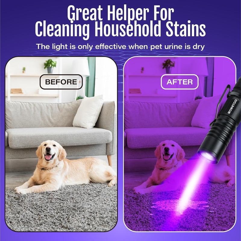 Black Light UV Flashlight Rechargeable, 395nm Mini Zoomable Blacklight Woods Lamp, Portable But Powerful USB Ultraviolet Flashlights for Pet Urine Detection, Home, Scorpions, Resin Curing, Leak - PawsPlanet Australia