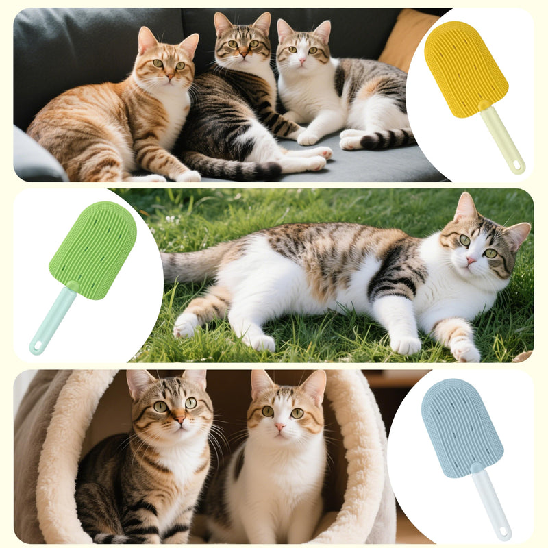 3 - Piece Cat Tongue Comb Set - Ideal for Long - Haired Cats, Comfort - Grip, Remove Hairballs & Shedding,Shedding Cat Brush for Long Haired Cats,Grooming Tongue Brush - PawsPlanet Australia