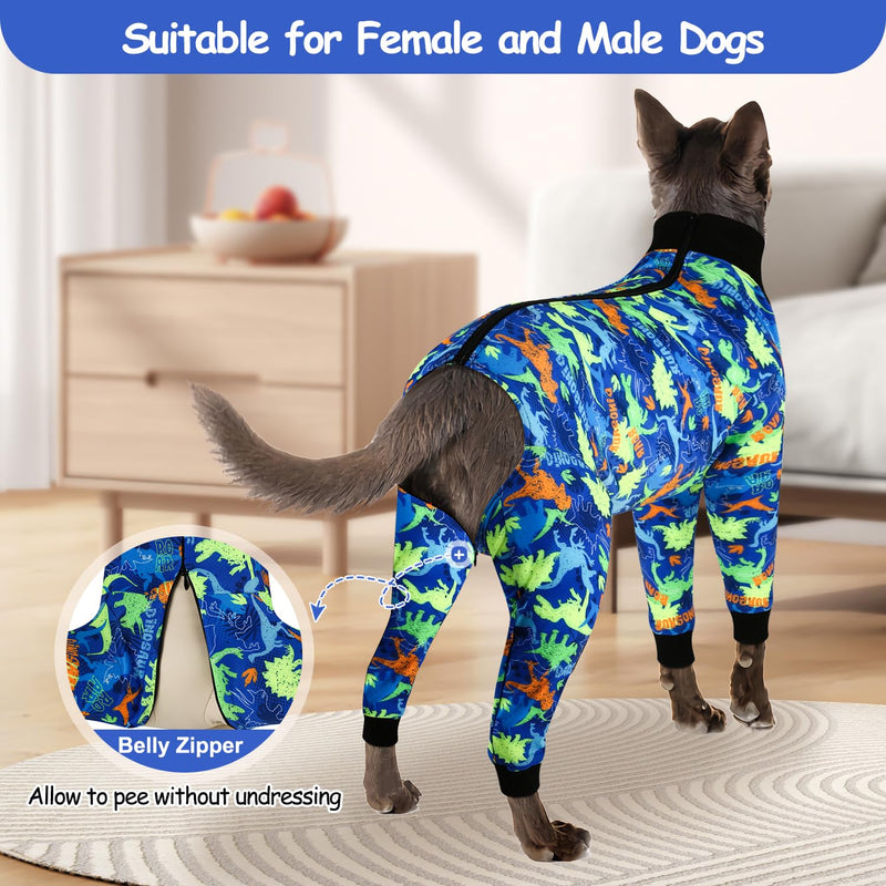 Etdane Dog Onesie Surgery Recovery Suit for Female Male Dogs After Spayed Suit Surgical Recovery Suit Anti Shedding Body Suit for Small Medium Large Dog Dinosaurs/3XL 3XL