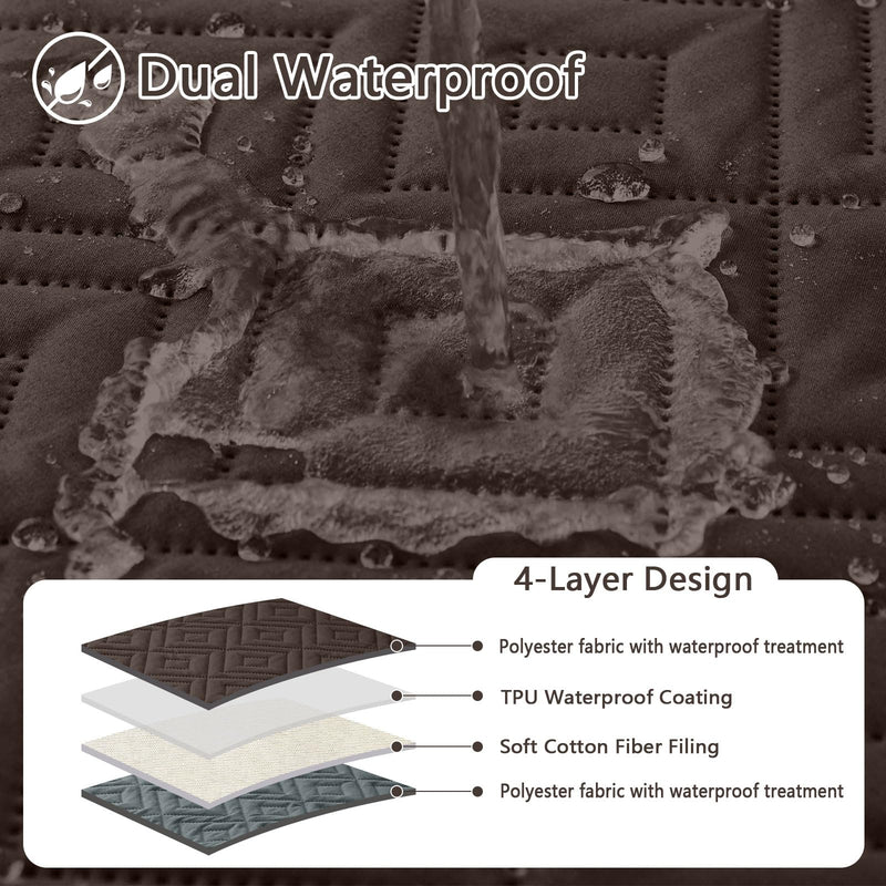 hyha Waterproof Dog Bed Blanket, Soft Pet Blankets 30x70 Inch and 82x102 Inch in Chocolate/Dark Grey, 2 Item Bundle - PawsPlanet Australia