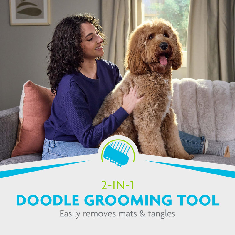 FURminator 2-in-1 Doodle Grooming Tool for Dogs, 1 Count, Dematting Tool with Comb for Mats, Tangles & Maintenance on Curly, Long, Silky & Wiry Coats - PawsPlanet Australia