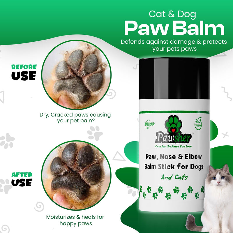 Dog Paw Balm 2.6 oz - Only 8 Natural Ingredients - Dog Paw Balm Lick Safe - Easy No-Mess Stick - Moisturizes & Heals Dry Cracked Paws, Nose & Elbow - All Weather Paw Protector for Dogs & Cats - PawsPlanet Australia