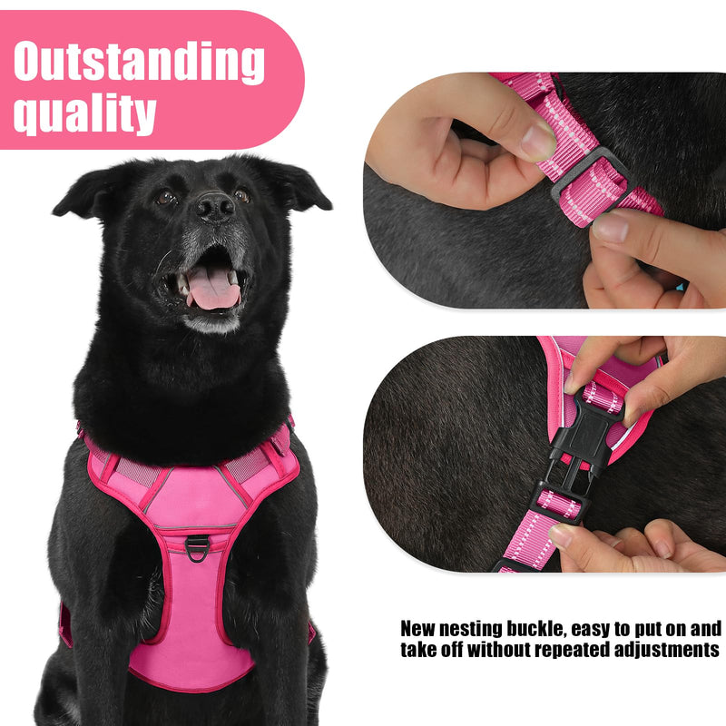 Bolux Tactical Dog Harness for Large Dogs, No Pull Adjustable, Reflective K9 Working Training, Easy Control, Military Service Dog Harness (Fuchsia, X-Large) X-Large (Pack of 1) Fuchsia - PawsPlanet Australia