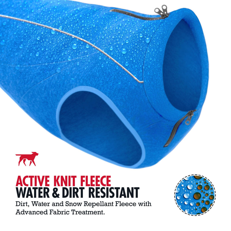 Insulated Fleece Sweater for Dogs | Lightweight Warm Dog Vest | Zipper Port for Harness | Cold Weather Winter Jacket | Rain Snow Repellant Coat | Adjustable for Small Medium Large Male Dogs (Blue/L) Heather Blue - PawsPlanet Australia