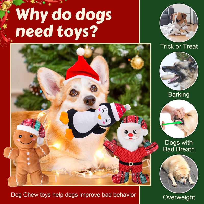 Dog Toys with Squeaker, 3 Pack Dog Chew Toys with Rope Clean Teeth, Cute Dog Squeaky Toys with Cotton Material, Interactive Durable Dog Plush Toy for Small, Large Dog - PawsPlanet Australia
