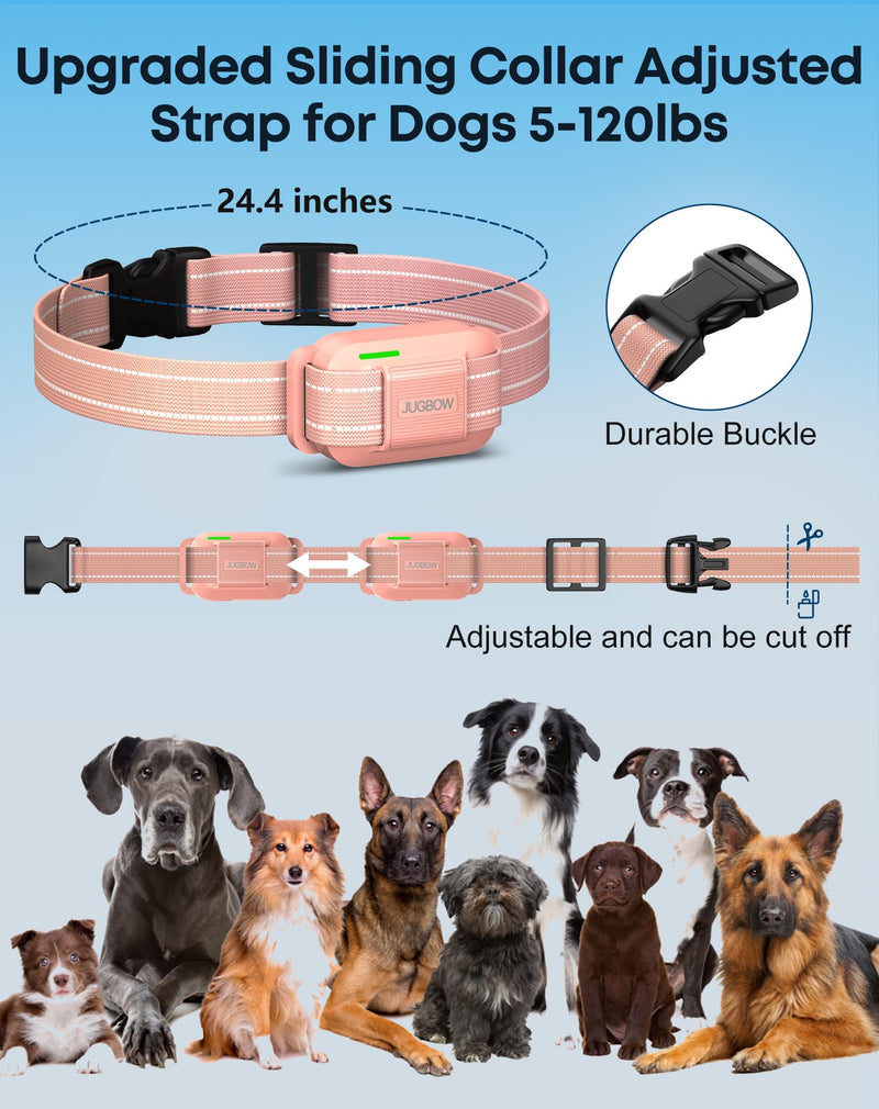 Jugbow Dog Shock Collar - 4200FT Dog Training Collar with Remote for 5-120lbs Small Medium Large Dogs, IPX8 Waterproof E Collar with 4 Training Modes, Security Lock, Rechargeable Shock Collar Pink - PawsPlanet Australia