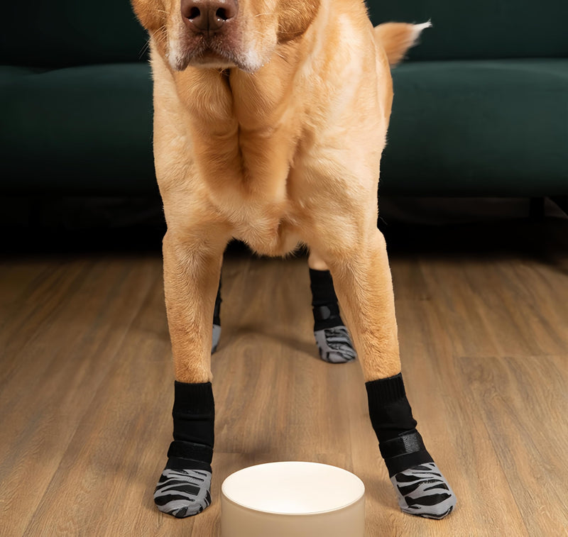 Dog Socks - Non-Slip Paw Protectors for Hardwood Floors | Anti-Slip Traction Socks | Stays On When Twisted | Stops Licking & Scratching (4-Pack) (Stripe, X-Small) Stripe - PawsPlanet Australia