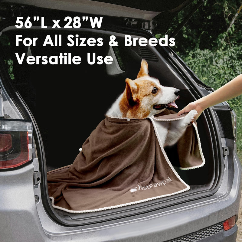 Dog Towel - Absorbent Soft Microfiber Towels for Drying Dogs Extra Large, Large, Medium, Small - Pet Bath, Grooming Towels - Adjustable Snaps (Brown, 56"x28") Large 56"x28" Brown - PawsPlanet Australia
