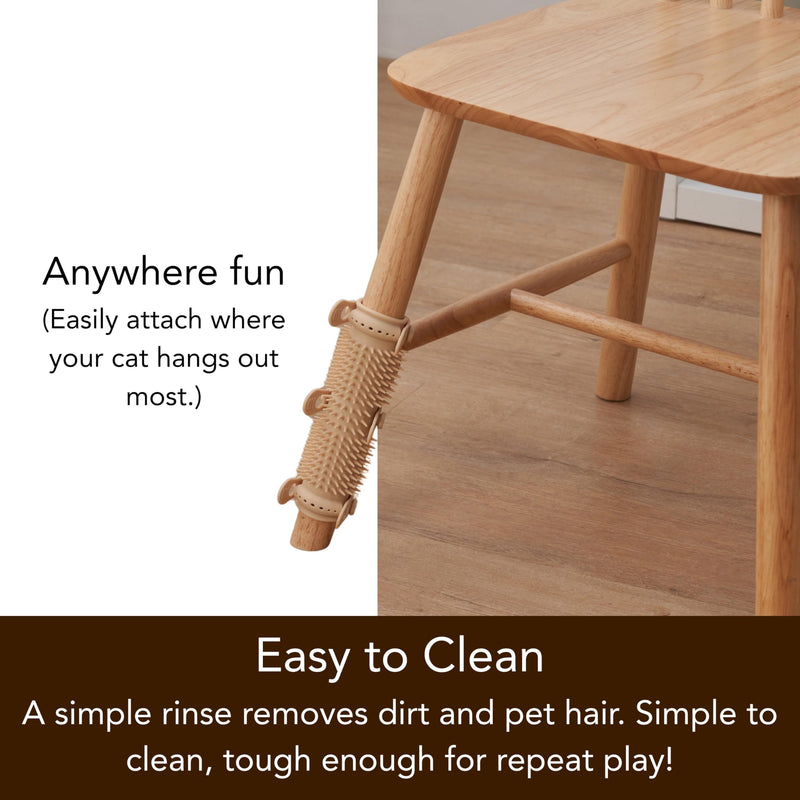 2Pcs PetPals Anywhere Cat Massager with Adjustable Bands and Soft Silicone Bristles, Fits Cat Trees, Furniture & More, Soothing, Easy-to-Clean Grooming Tool for Indoor Cats B-Beige - PawsPlanet Australia