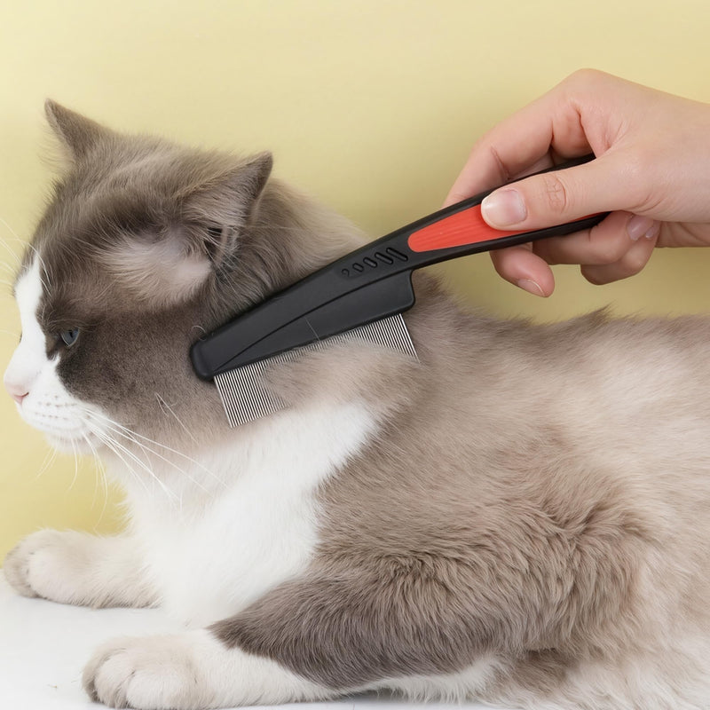 Black Flea Comb for Dogs and Cats Fine Tooth Grooming Tool for Pets Daily Coat and Hair Care Black