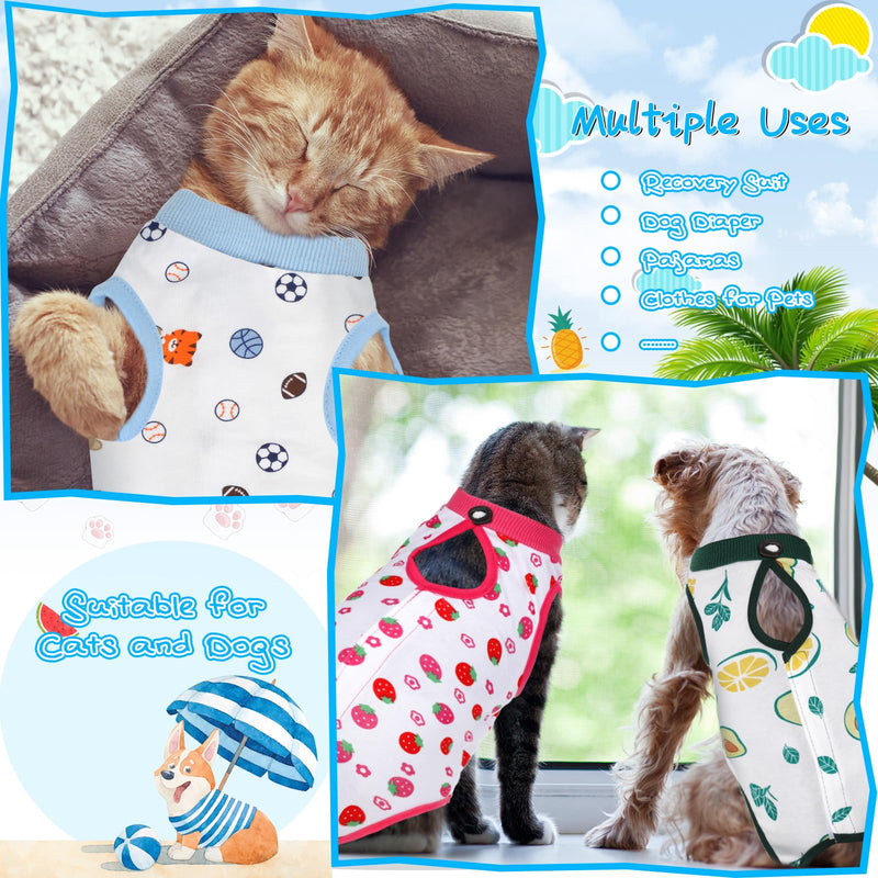 Kacctyen 6 Set Cat Recovery Suit After Surgery Female and Male Cat Surgery Suit Kitten Recovery Suit E Collar Alternative Pajama Cat Clothes for Spay Suit Abdominal Skin Anti Licking(Fruit,Large) Fruit Large - PawsPlanet Australia