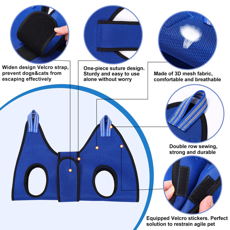 Kkiimatt Dog Grooming Hammock,Pet Hammock Harness for Medium Dogs/Giant Cats, Nail Trimming with Clippers/File, Sling Wide Strap Sewed on Pet Restraint Bag, Blue Medium 40 LB Max/Blue M