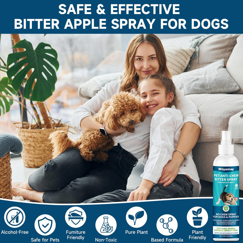 No Chew Spray for Dogs, 200ML Bitter Apple Spray for Dogs to Stop Chewing Carpet, Furniture, Shoes, Plants, Effective Dog Deterrent Spray, Dog Training Anti Chew Spray for Dogs Puppies