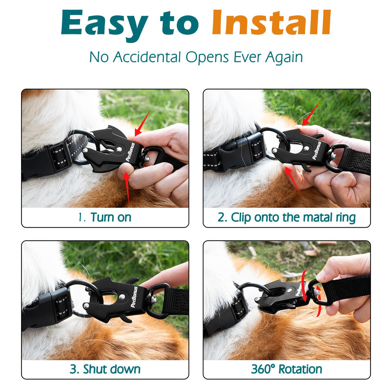 PetBonus 2 Pcs Frog Clip Dog Leash Clasp, 360 Degree Swivel Quick Release Metal Carabiner, Heavy Duty Safety Lead Connector for Linking Pet Collar Dog Harness - PawsPlanet Australia