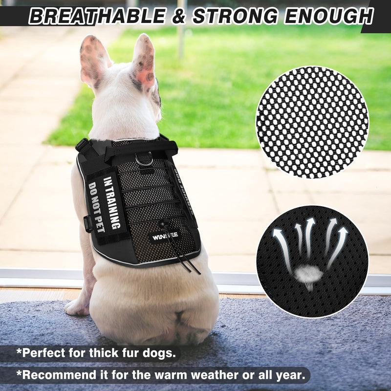 WINSEE Service Dog in Training Mesh Harness with 10 Pet Patches, Soft Air Mesh Breathable Tactical Dog Molle Vest, Reflective Military Pet Vest for Walking Hiking for Small Dogs Black - PawsPlanet Australia