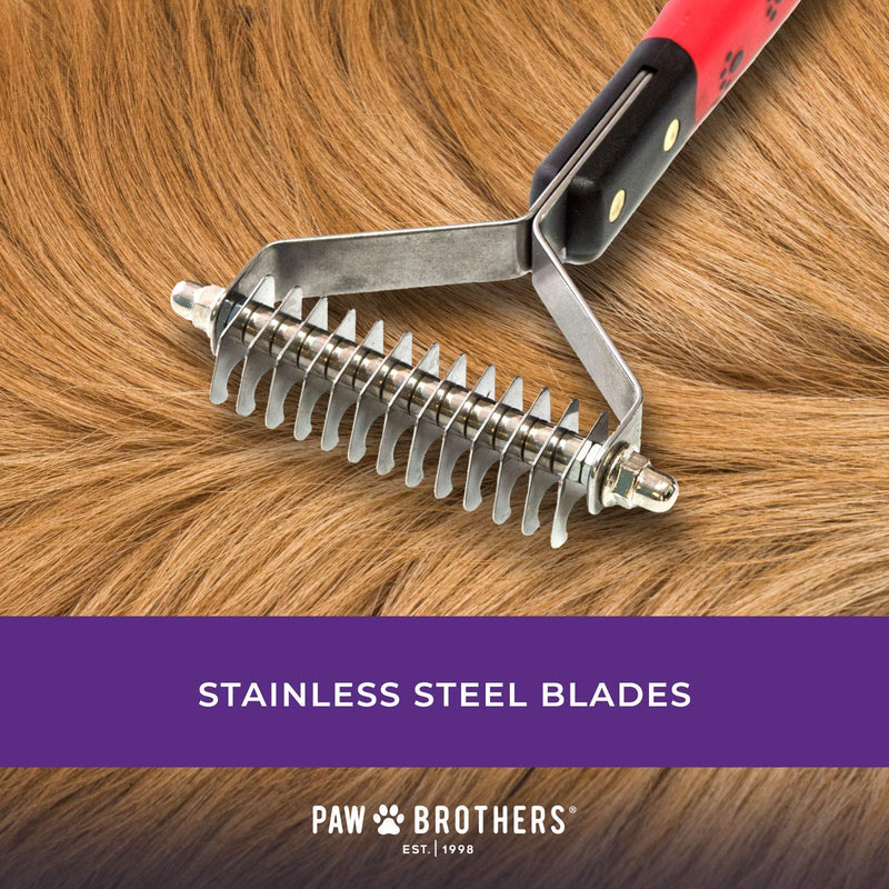 Paw Brothers Stainless Steel Large Slicker Brush, 13-Blade Undercoat Rake and 12-Blade Dematting Tool Bundle - PawsPlanet Australia