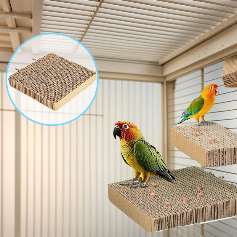 2PCS Bird Toys for Cage - Shredding & Foraging Platform Perch Stand, Safe Cardboard Chew Toys for Parakeets, Cockatiels, Conures, Parrots | Cage Attachment | Bird Cage Accessories - PawsPlanet Australia
