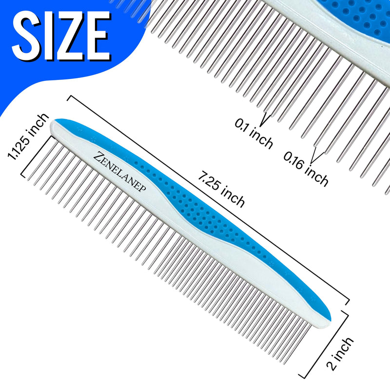 Dog Grooming Comb for Matting – Metal Dematting Comb with Stainless Steel Teeth & Non-Slip Handle (Style 1) Blue - PawsPlanet Australia