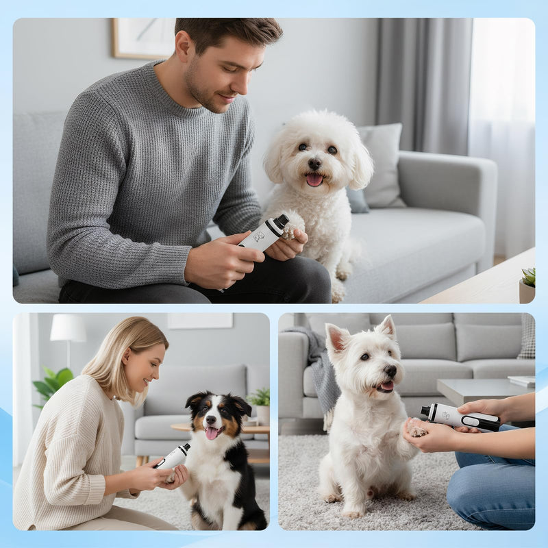 Dog Nail Grinder, Silent Groom Pro Nail Grinder for Dogs & Cats, Dog Claw Grinder with LED Light & 3 Speeds, 2000mAh USB Rechargeable Pet Nail Trimmer - PawsPlanet Australia