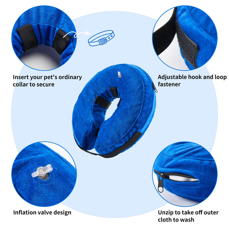 Dog Cone Collar, Inflatable Dog Cone Soft Protective Pet Recovery Collar After Surgery for Dogs and CatsBlue L (15-19") L (Neck: 15-19") Blue - PawsPlanet Australia