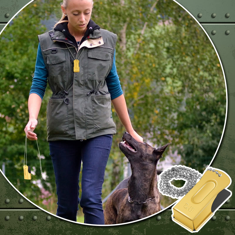 Jenaai 3 Pieces Dog Training Clicker Necklace Signaling Cricket Clicker Brass Pet Training Clicker for Puppy Dogs Cat(Gold) Gold - PawsPlanet Australia