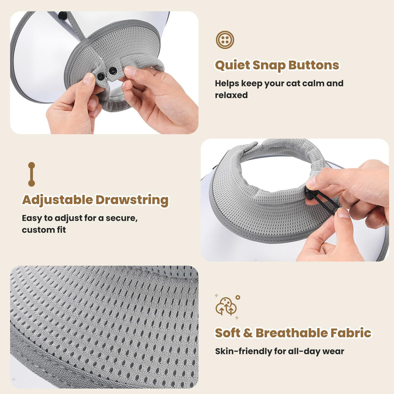 Avont Adjustable Cat Cone Collar, Alternative Anti-Lick E-Collar, Protective Recovery Elizabethan Cone After Surgery Recovery & Skin Protection for Kittens Puppy Small Dog to Stop Licking -Grey(M) Grey Medium
