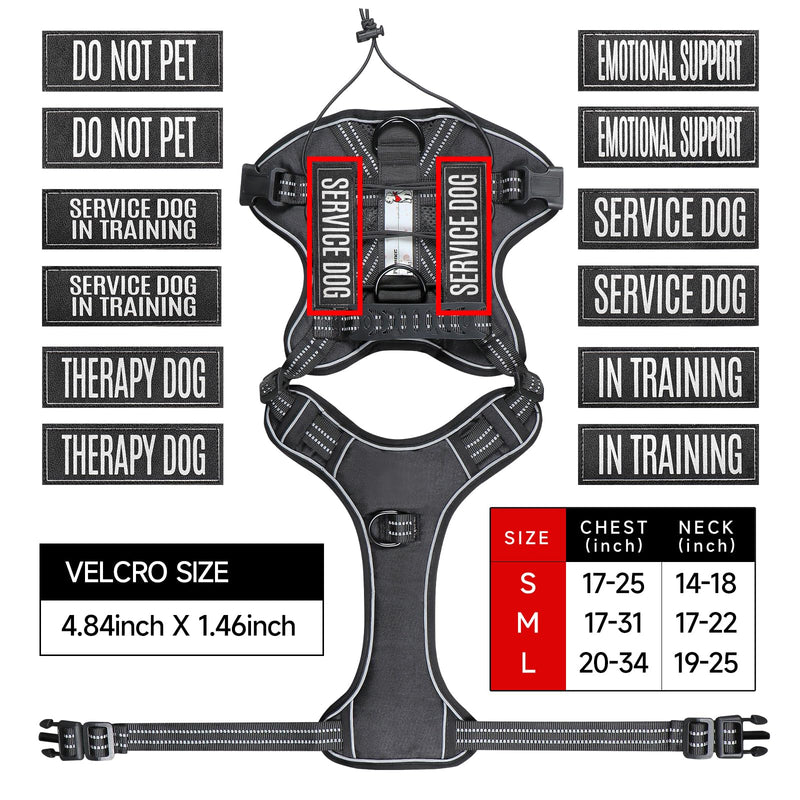 Service Dog Tactical Vest Harness and Leash Set Medium Sized Dog Emotional Support- Tactical Dog Harness Training Collar with Name (Black, L) Black - PawsPlanet Australia