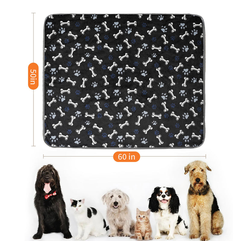 Waterproof Dog Blankets Pet Blanket 50"x60", Soft Fluffy Sofa Car Bed Protector, Reversible Sherpa Fleece Dog Blanket for Large Dogs (Navy Paws) Navy Paws 50"x60" - PawsPlanet Australia