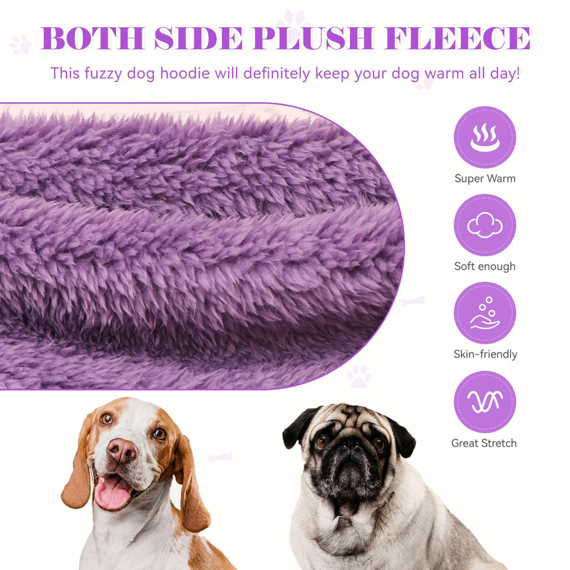 Fuzzy Dog Hoodie Dog Sweaters for Large Dogs Soft Double-Sided Plush Fleece Pet Sweater Pet Clothes Coats Hoodie Sherpa Hooded Sweatshirt(Purple-XXL) XX-Large Purple - PawsPlanet Australia