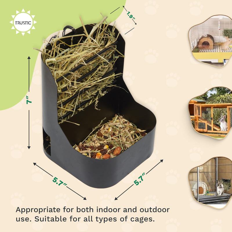 Hay and Food Feeder for Rabbit, Guinea Pig, Bunny, Chinchilla, Heavy Duty Metal Bin 5.5 x 5.5 x 7 inch - PawsPlanet Australia