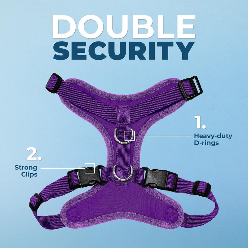 Voyager Step-in Lock Dog Harness w Reflective Dog Leash Combo Set with Neoprene Handle 5ft - Supports Small, Medium and Large Breed Puppies/Cats by Best Pet Supplies - Purple, M - PawsPlanet Australia