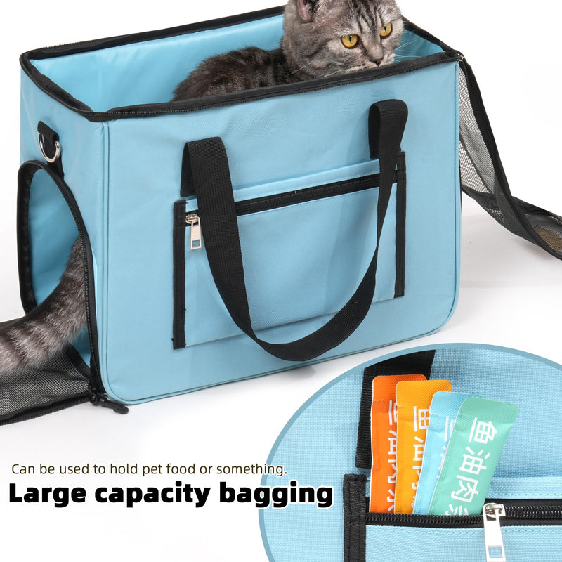 Cat & Dog Carrier for Pets Up to 15 Lbs, Airline Approved Soft-Sided Collapsible Pet Carrier for Cats & Dogs, Cat Carrier with Breathable Mesh, Padded Interior – Ideal for Car Rides, Daily Use(Blue) blue - PawsPlanet Australia