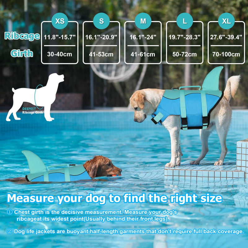 Dogcheer Dog Life Jacket, Cute Shark Dog Life Vest for Swimming Boating with Superior Buoyancy and Rescue Handle, Adjustable Puppy Floating Swim Vest for Small Medium Large Dogs - Pool Blue, L - PawsPlanet Australia